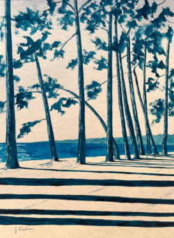 Avenue du Cap Coz - Encre bleu de Chine #1, encre sur papier teinté 250g, 40 x 30 cm (c) Frédéric Cadiou