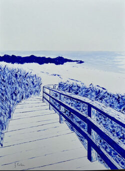 Beg-Meil - Plage des dunes - bleu outremer, acrylique sur papier hahnemühle 325g, 40 x 30 cm(c) Frédéric Cadiou