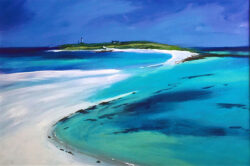 Le Tombolo aux Glénan, acrylique, 60 x 50 cm (c) Louis Kerboul