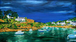 Orage sur le port, acrylique, 40 x 70 cm (c) Jean-Luc Lapierre