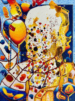 Tête d'or..., huile et encres sur papier marouflé, 40 x 30 cm (c) Hervé Le Goaréguer