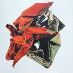 Compression rouge, acrylique,100 x 100 cm (c) Christine Ditière