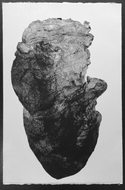 Météore 1, Olivier Brunot, 2023, impression réhaussée de pierre noire, 38 x 56 cm © Olivier Brunot