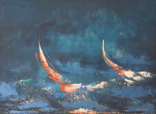 Course de voiliers au large, MEGLINE, acrylique, 80x60 cm (c) MEGLINE