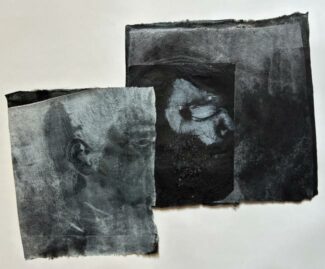 Self Head Impressions No.20, Impression corporelle et collage sur papier fait maison, 41x55 cm, 2025 Self Head Impressions No.20, Impression corporelle et collage sur papier fait maison, 41x55 cm, 2025